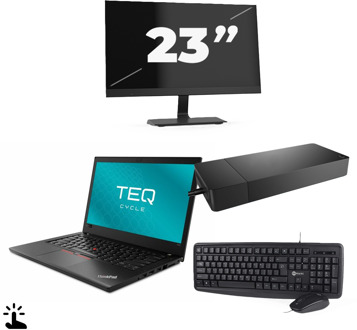 Lenovo ThinkPad T480 - Intel Core i3-8e Generatie - 14 inch - Touch - 8GB RAM - 256GB SSD - Windows 11 + 1x 23 inch Monitor