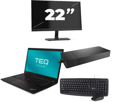 Lenovo ThinkPad T490s - Intel Core i5-8e Generatie - 14 inch - 16GB RAM - 256GB SSD - Windows 11 Home + 1x 22 inch Monitor Zwart - small