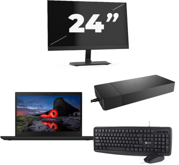 Lenovo ThinkPad T495 - AMD Ryzen 3 PRO 3300U - 14 inch - 16GB RAM - 256GB SSD - Windows 11 Home + 1x 24 inch Monitor