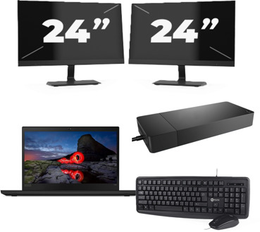 Lenovo ThinkPad T495 - AMD Ryzen 5 PRO 3500U - 14 inch - 16GB RAM - 256GB SSD - Windows 11 Home + 2x 24 inch Monitor