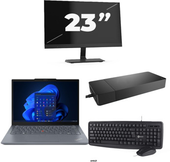 Lenovo ThinkPad X13 - AMD Ryzen 5 PRO 4650U - 13 inch - 8GB RAM - 256GB SSD - Windows 10 Home + 1x 23 inch Monitor