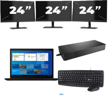 Lenovo Thinkpad X13 Gen 2 - Intel Core i5-11e Generatie - 13 inch - 16GB RAM - 256GB SSD - Windows 11 + 3x 24 inch Monitor - small