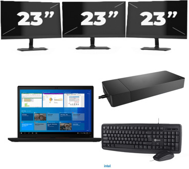 Lenovo ThinkPad X13 Gen 2 - Intel Core i5-11e Generatie - 13 inch - 8GB RAM - 256GB SSD - Windows 11 Home + 3x 23 inch Monitor - small