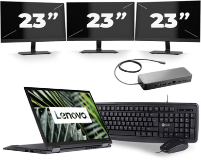 Lenovo ThinkPad X13 Yoga G1 - Intel Core i5-10e Generatie - 13 inch - 16GB RAM - 256GB SSD - Windows 11 Home + 3x 23 inch Monitor
