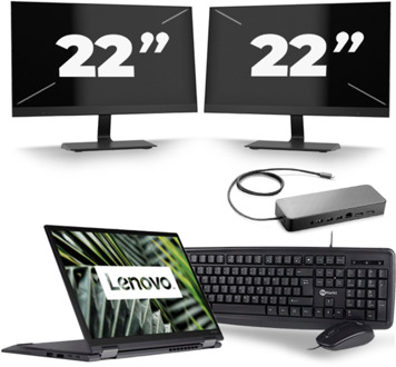 Lenovo ThinkPad X13 Yoga G1 - Intel Core i5-10e Generatie - 13 inch - 8GB RAM - 256GB SSD - Windows 11 Home + 2x 22 inch Monitor