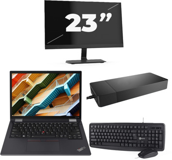 Lenovo ThinkPad X13 Yoga Gen 2 - Intel Core i5-11e Generatie - 13 inch - 16GB RAM - 256GB SSD - Windows 11 Home + 1x 23 inch Monitor - small