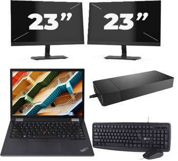 Lenovo ThinkPad X13 Yoga Gen 2 - Intel Core i5-11e Generatie - 13 inch - 16GB RAM - 256GB SSD - Windows 11 Home + 2x 23 inch Monitor - small