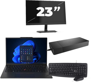 Lenovo ThinkPad X1C - Intel Core i5-6e Generatie - 14 inch - 8GB RAM - 256GB SSD - Windows 11 Home + 1x 23 inch Monitor