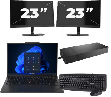 Lenovo ThinkPad X1C - Intel Core i5-6e Generatie - 14 inch - 8GB RAM - 256GB SSD - Windows 11 Home + 2x 23 inch Monitor