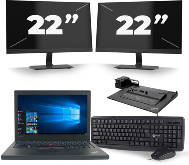 Lenovo ThinkPad X260 - Intel Core i7-6e Generatie - 12 inch - 16GB RAM - 256GB SSD - Windows 11 + 2x 22 inch Monitor