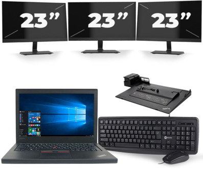 Lenovo ThinkPad X260 - Intel Core i7-6e Generatie - 12 inch - 16GB RAM - 256GB SSD - Windows 11 + 3x 23 inch Monitor