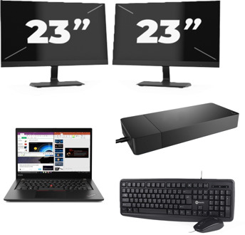 Lenovo ThinkPad X395 - AMD Ryzen 5 PRO 3500U - 13 inch - 16GB RAM - 256GB SSD - Windows 11 Home + 2x 23 inch Monitor