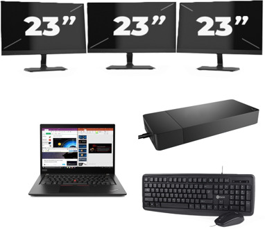 Lenovo ThinkPad X395 - AMD Ryzen 5 PRO 3500U - 13 inch - 16GB RAM - 256GB SSD - Windows 11 Home + 3x 23 inch Monitor