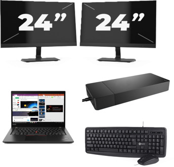 Lenovo ThinkPad X395 - AMD Ryzen 5 PRO 3500U - 13 inch - 8GB RAM - 256GB SSD - Windows 11 Home + 2x 24 inch Monitor