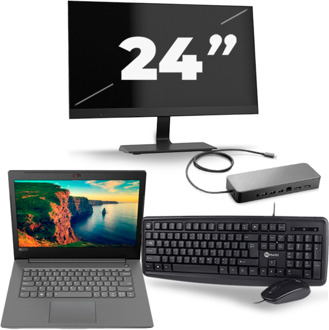 Lenovo V330-14IKB - Intel Core i5-8e Generatie - 14 inch - 16GB RAM - 256GB SSD - Windows 11 + 1x 24 inch Monitor