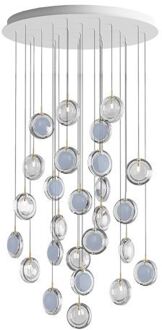 Lens 26 pcs Round Hanglamp - 13x Blauw 13x Helder glas