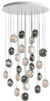 Lens 26 pcs Round Hanglamp - 13x Gerookt 13x Wit glas Grijs