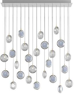 Lens 26 pcs Square Hanglamp - 11x Blauw 15x Helder glas