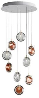 Lens 9 pcs Hanglamp - 5x Amber 4x Helder glas Oranje