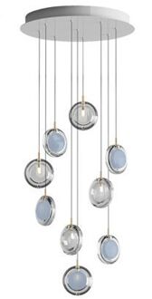 Lens 9 pcs Hanglamp - 5x Blauw 4x Helder glas