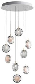 Lens 9 pcs Hanglamp - 5x Wit 4x Helder glas