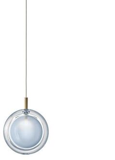 Lens Single Hanglamp - Blauw glas - Geborsteld goud