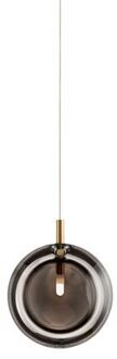 Lens Single Hanglamp - Gerookt glas - Geborsteld goud Grijs