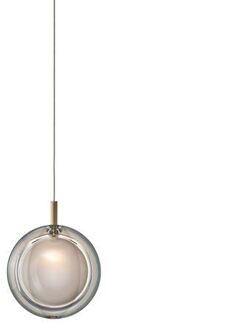 Lens Single Hanglamp - Wit glas - Geborsteld goud