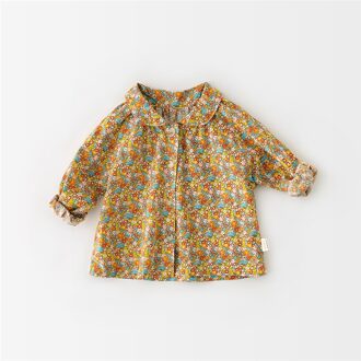 Lente Baby Meisje Bloemen Casual Lange Mouw Shirts Peuter Kids Leuke Turn-Down Kraag Tops Kleding geel Floral / 6-9M