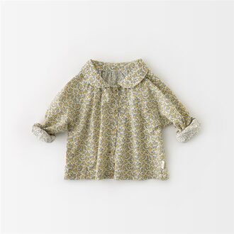 Lente Baby Meisje Bloemen Casual Lange Mouw Shirts Peuter Kids Leuke Turn-Down Kraag Tops Kleding groen Floral / 6-9M