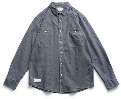 Lente Effen Kleur Casual Shirt Heren Outdoor Camping Trekking Klimmen Wandelen Arbeid Cargo Lange Mouwen Jas Katoen Losse Top grijs / L