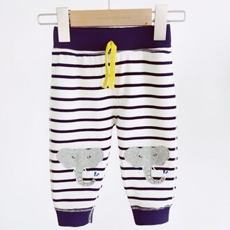 Lente En Herfst Katoen Ademend Comfortabele Blauwe Gestreepte 6-36M Jongens Broek Baby Cartoon Elastische Taille Zachte Baby kleding 80CM