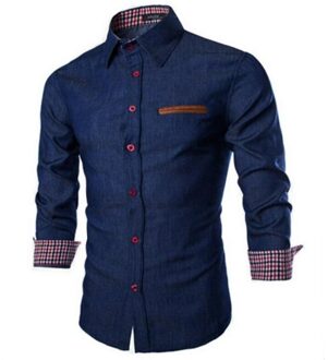 Lente En Herfst Mode Mannen Toevallige Lange Mouwen Denim Shirt/Mannelijke Innerlijke Plaid Cowboy Blouses shen lan se / 3XL for 74 to 79 kg