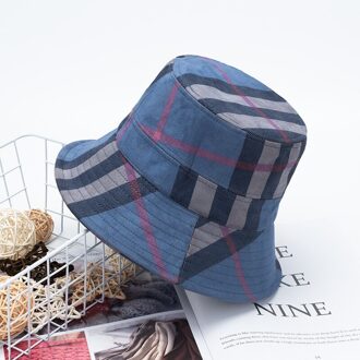 Lente En Herfst Seizoen Mozaïek Mode Visser Hoed Outdoor Mannen En Vrouwen Zonnebrandcrème Hoeden Casual Veelzijdige Bassin Hoed Blauw