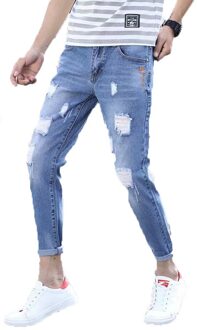 Lente En Zomer 2021Fashion Teen Ripped Jeans Mannen Trendy Dunne Casual Nauwsluitend Lange Broek Voor Studenten potlood Jeans 28