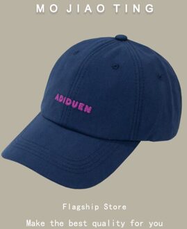 Lente En Zomer Alfabet Geborduurde Hoed Vrouwelijke Cap Cap Koreaanse Versie Show Gezicht Kleine Baseball Cap Zonnescherm Hoed marine