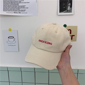 Lente En Zomer Hoeden Voor Vrouwen Japanse Eenvoudige Brief Cap Voor Mannen Straat Uitje Sunblock Geborduurde Baseball Cap beige