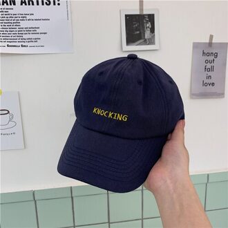 Lente En Zomer Hoeden Voor Vrouwen Japanse Eenvoudige Brief Cap Voor Mannen Straat Uitje Sunblock Geborduurde Baseball Cap marine