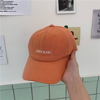 Lente En Zomer Hoeden Voor Vrouwen Japanse Eenvoudige Brief Cap Voor Mannen Straat Uitje Sunblock Geborduurde Baseball Cap oranje
