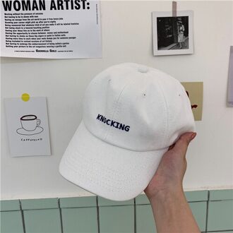 Lente En Zomer Hoeden Voor Vrouwen Japanse Eenvoudige Brief Cap Voor Mannen Straat Uitje Sunblock Geborduurde Baseball Cap wit