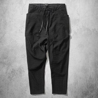 Lente En Zomer Losse Drape Mannen Zwart Gestreepte Capri Mannen Casual Broek K7037