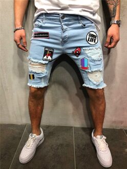 Lente En Zomer Mannen Stretch Korte Jeans Casual Slim Fit Jeans Elastische Badge Gebroken Gat denim Korte Xxxl