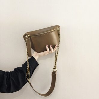 Lente En Zomer Mode Vrouwen Tas Keten Cross-Body Bag Borst Bag Bruin