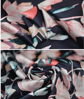 Lente En Zomer Rose Elastische Zijde Satijn Inkjet Printing 100% Zijde Jurk Stof Door Meter