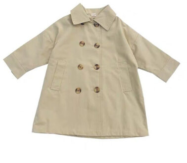 Lente Herfst Baby Meisje Trenchcoat Katoen Pure Kleur Double Breasted Windscherm Mode Voor Kinderen 110cm