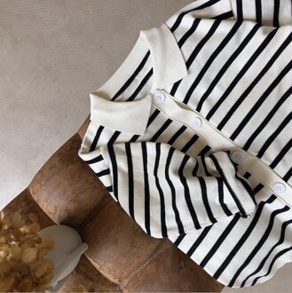 Lente Herfst Dunne Gestreepte Gebreide Truien Losse Single-Breasted Lange Mouwen Vest 1-6Y zwart / 6T