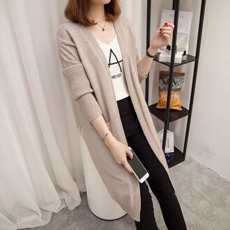 Lente Herfst Effen Vrouwen Trui Vest Tops Koreaanse Lange Mouw Gebreide Vesten Dames Casual Losse Truien Tij G234 abrikoos