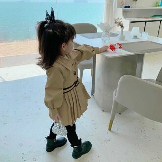 Lente Herfst Koreaanse Mode Kinderen Windjack Kids Meisjes Kaki Trenchcoat Bovenkleding Jassen Prinses Jassen Voor Meisjes 100cm