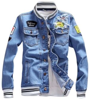 Lente Herfst Mannen Denim Jassen Casual Borduren Revers Single Breasted Jeans Jas Mannen Slim Fit Cowboy Uitloper Jassen Xxxl