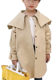 Lente Herfst Meisje Jas Katoen Pure Kleur Lange Losse Windscherm Voor Mode Baby Meisjes 90cm